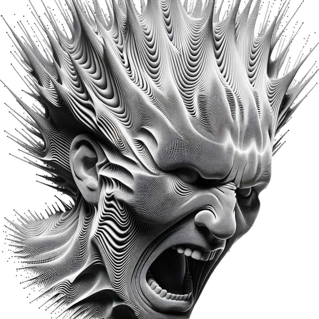 a detailed image of a representation of anxiety, created by using Fourier series